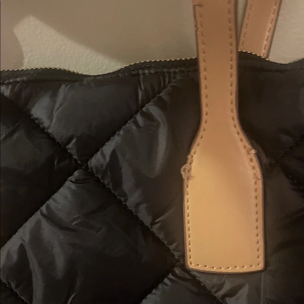 Ann Klein Black Quilted Tote Bag with Tan Accents - Picture 8 of 12